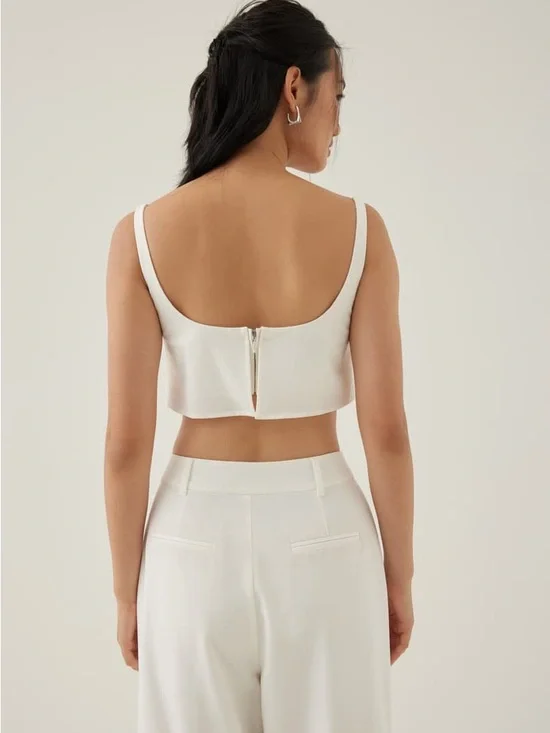 Love Bonito Veera Padded Cropped Tank Top White Size L NWT - Picture 2 of 9